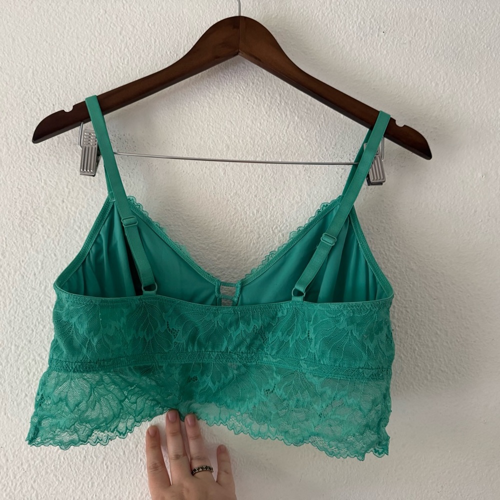 Auden Lightly Lined Longline Lace Bralette XL Teal Turquoise New Romantic Boho - Picture 8 of 10